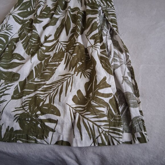Abercrombie & Fitch Women's XLP Green Tropical Print Linen Blend Maxi Skirt - Picture 10 of 15